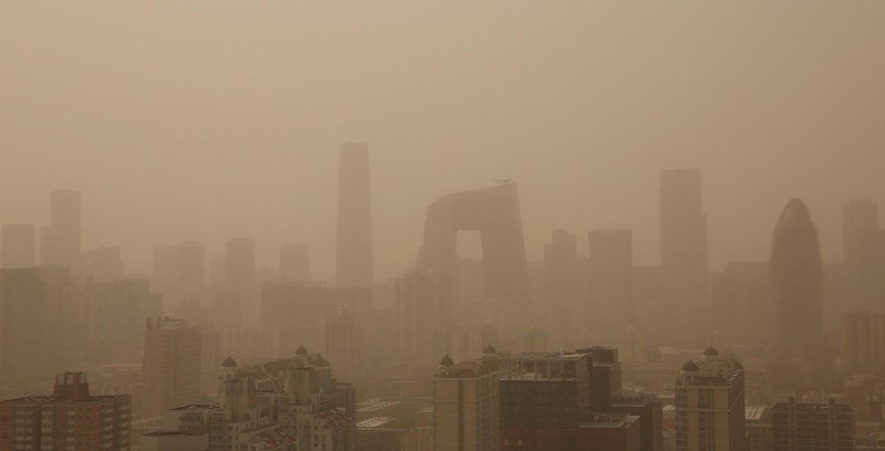 Monday morning Beijing was hit by the sandstorm